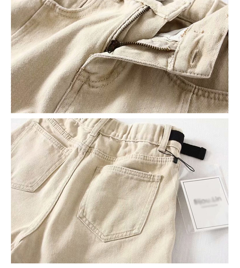 Fashion Beige Washed Belt Stitching Denim Shorts,Denim