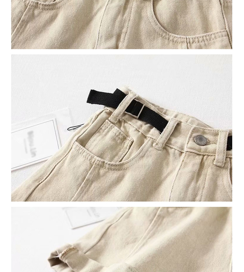Fashion Camouflage Washed Belt Stitching Denim Shorts,Denim