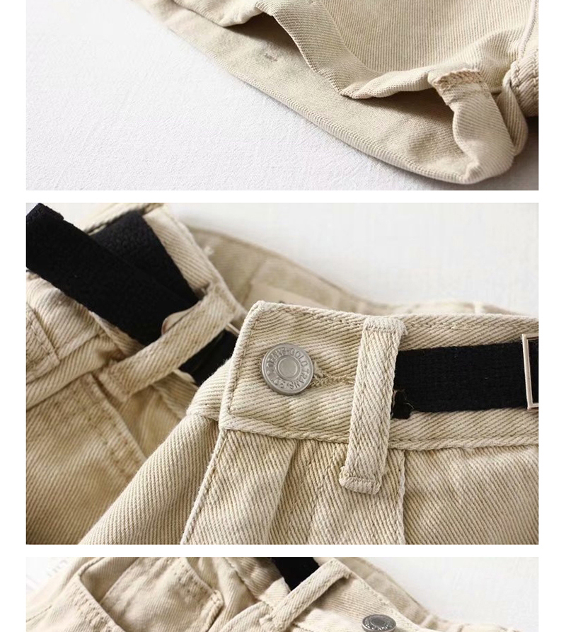 Fashion Black Washed Belt Stitching Denim Shorts,Denim