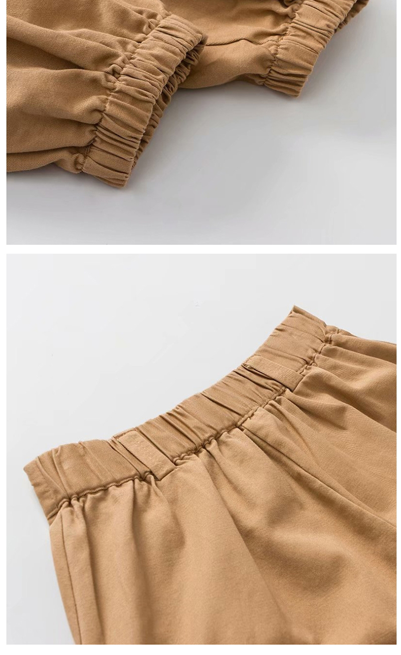 Fashion Khaki Washed High Waist Breasted Overalls,Pants