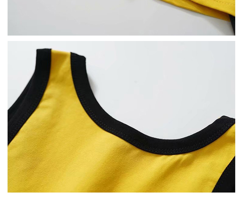 Fashion Yellow Contrast Color Two-sided Patch Panel,Tank Tops & Camis
