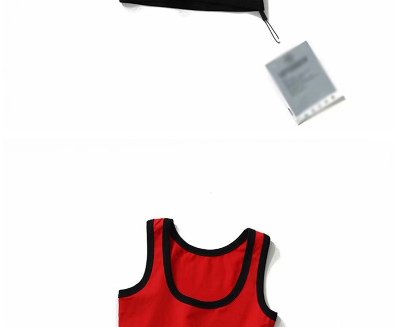 Fashion Red Contrast Color Two-sided Patch Panel,Tank Tops & Camis