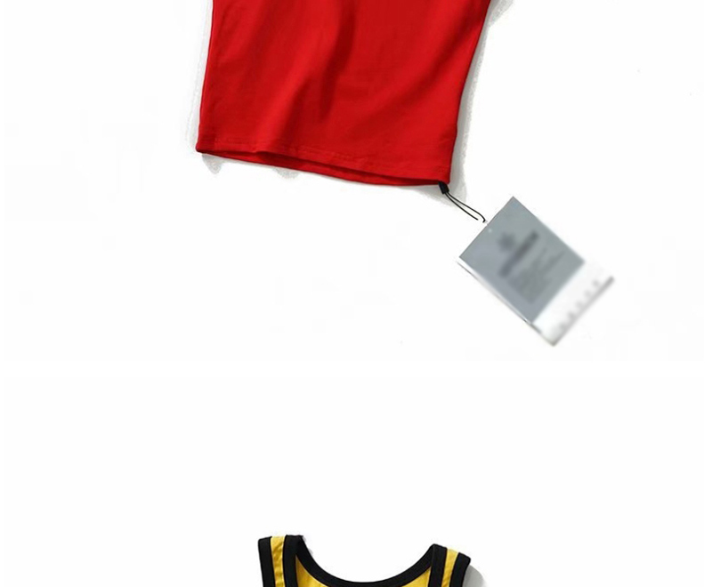 Fashion Red Contrast Color Two-sided Patch Panel,Tank Tops & Camis