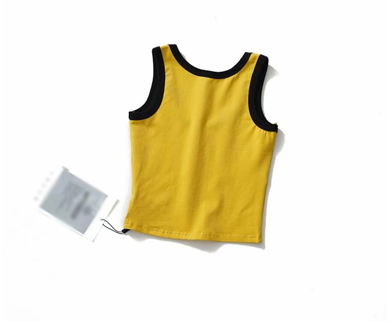 Fashion Yellow Contrast Color Two-sided Patch Panel,Tank Tops & Camis