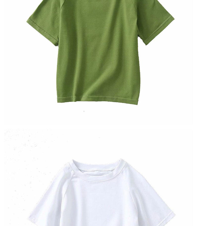 Fashion Green Raglan Sleeve Crew Neck T-shirt,Hair Crown