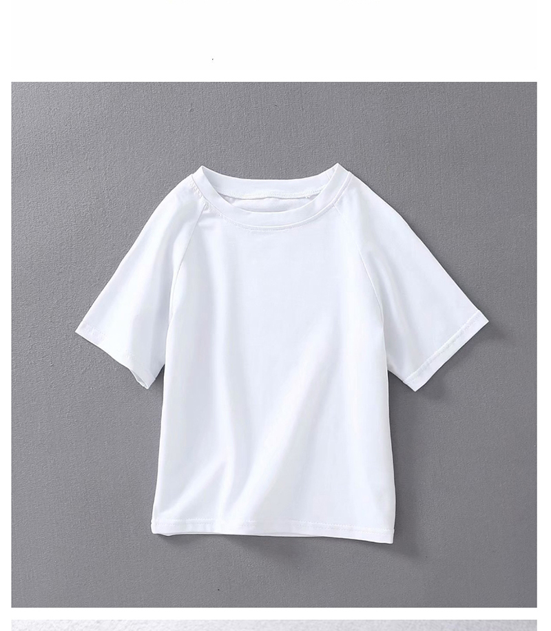 Fashion White Raglan Sleeve Crew Neck T-shirt,Hair Crown