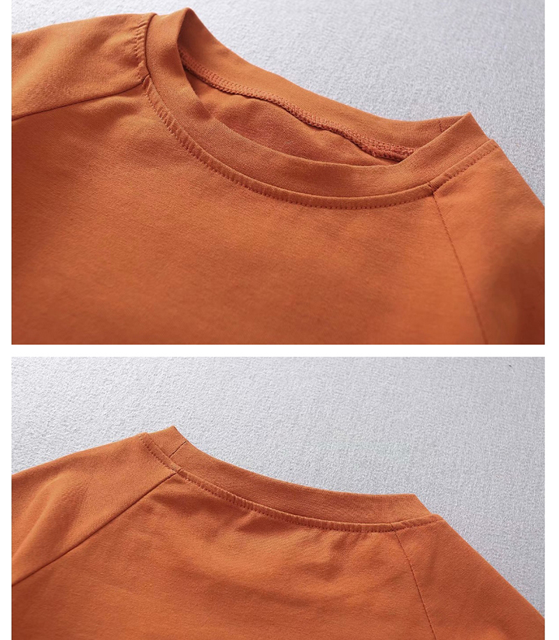 Fashion Orange Raglan Sleeve Crew Neck T-shirt,Hair Crown