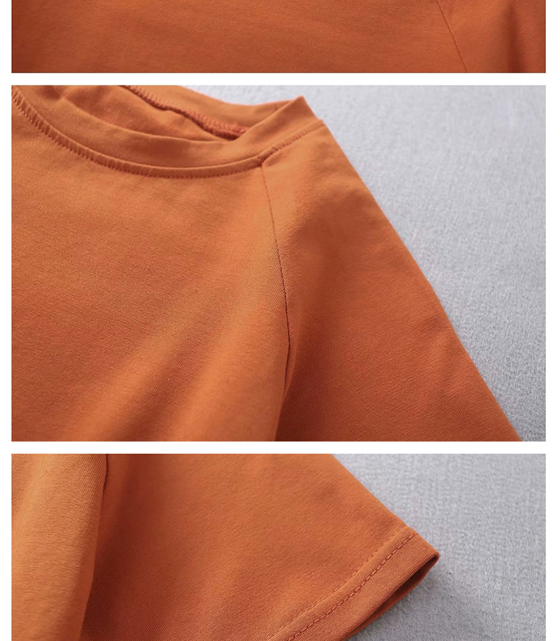 Fashion Orange Raglan Sleeve Crew Neck T-shirt,Hair Crown