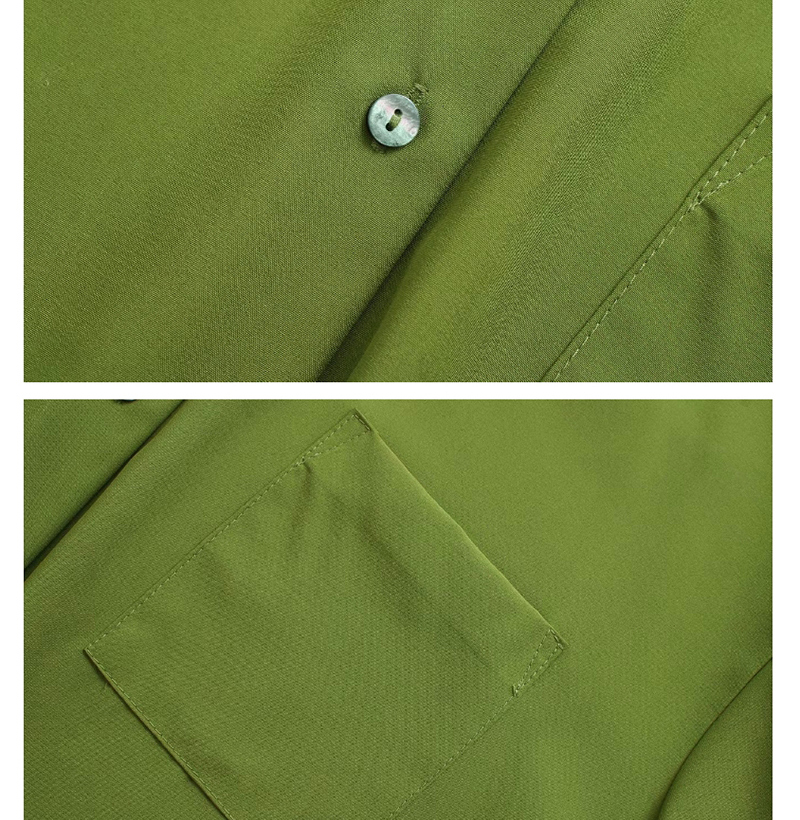 Fashion Matcha Green Single Breasted Shirt,Blouses