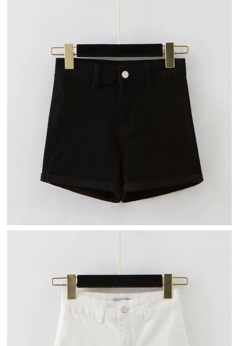 Fashion Black Washed Curled A-line Shorts,Shorts