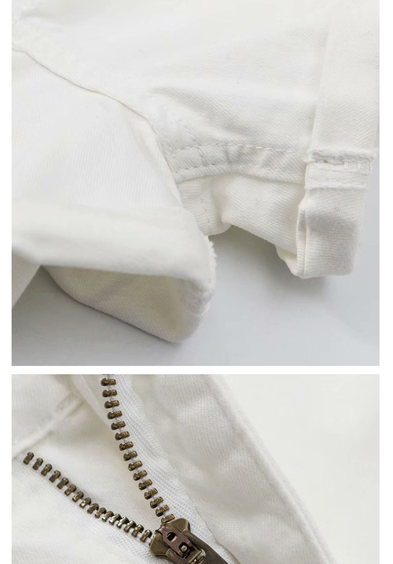 Fashion White Washed Curled A-line Shorts,Shorts