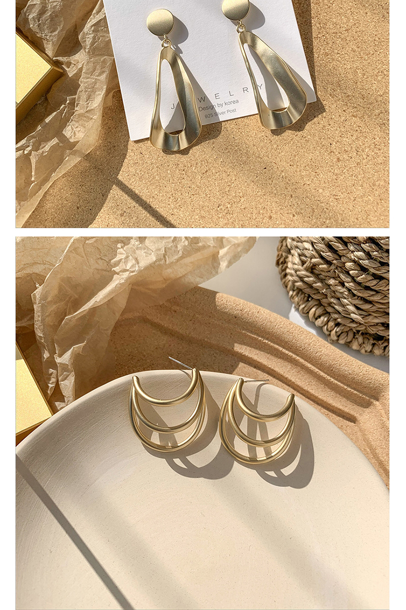 Fashion Round Oval Gold  Silver Pin Geometric Metal Irregular Earrings,Drop Earrings