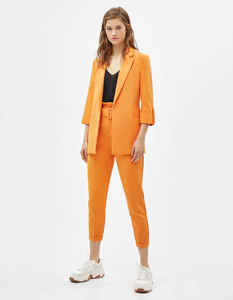 Fashion Orange Rolled Sleeve Suit,Coat-Jacket