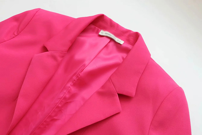 Fashion Rose Red Rolled Sleeve Suit,Coat-Jacket
