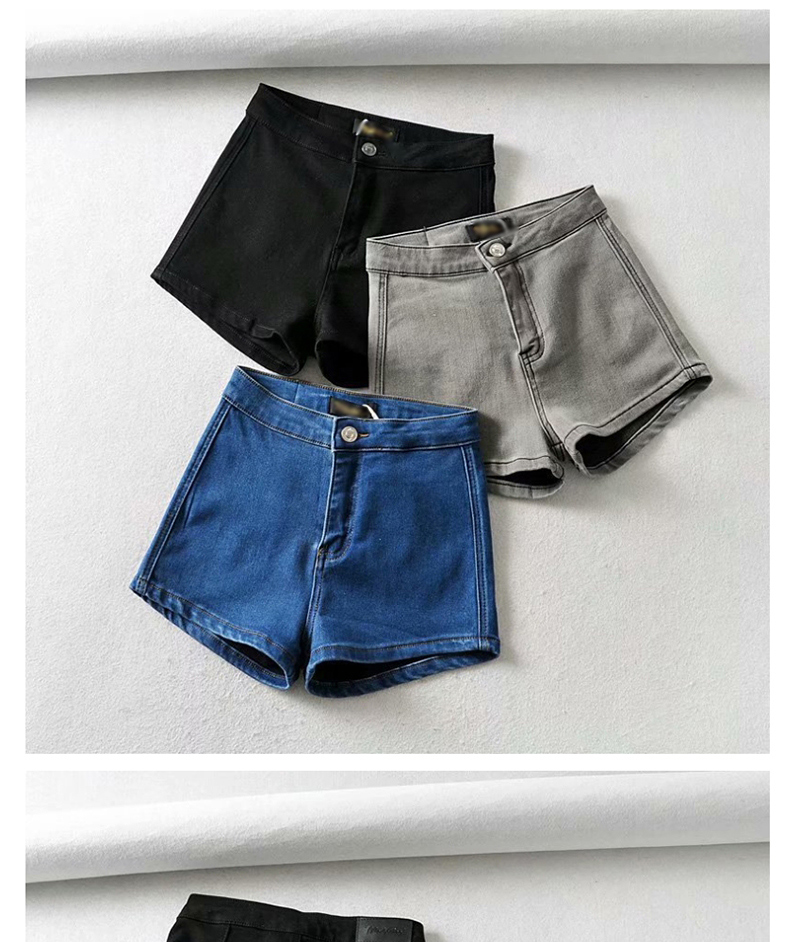 Fashion Gray Washed Denim Shorts,Denim
