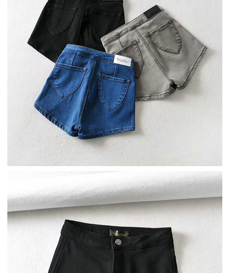 Fashion Black Washed Denim Shorts,Denim