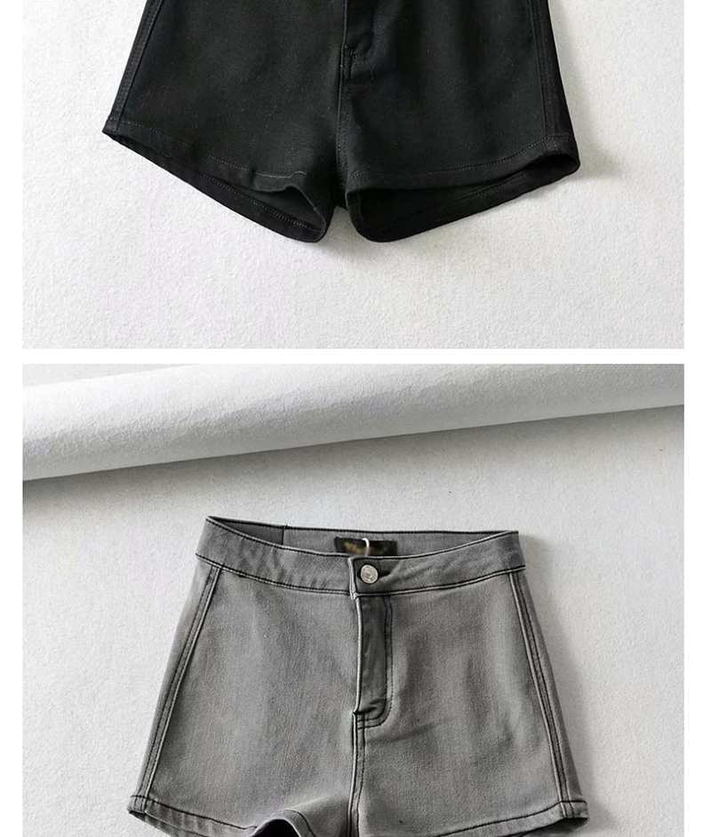 Fashion Black Washed Denim Shorts,Denim