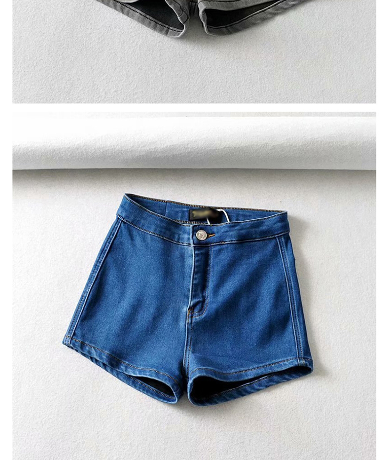 Fashion Blue Washed Denim Shorts,Denim