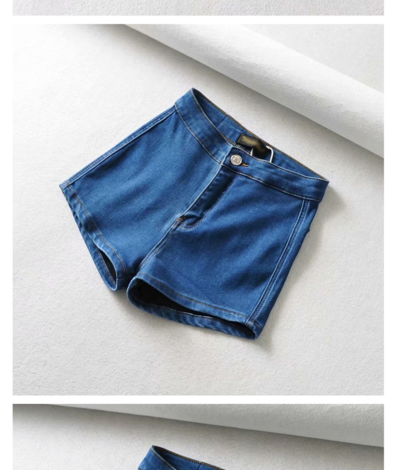 Fashion Blue Washed Denim Shorts,Denim