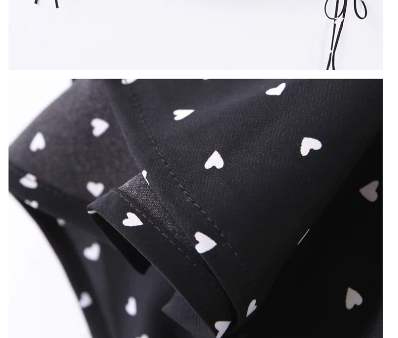 Fashion Black V-neck Love Print Suspender Drawstring Dress,Long Dress