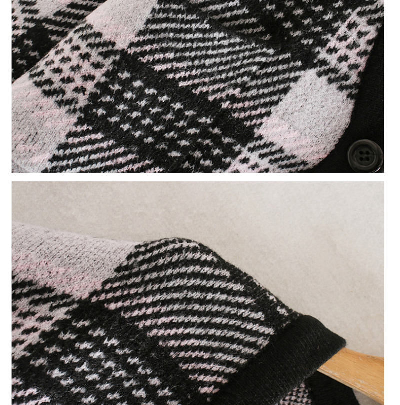 Fashion Black Plaid Knitted Sweater,Sweater