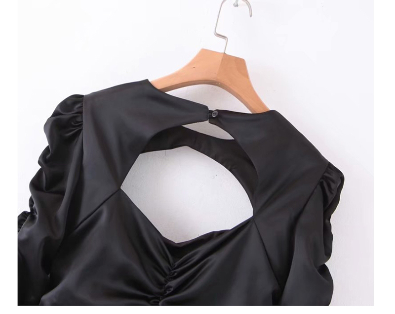 Fashion Black Glitter Diamond Frill Cutout Flare Sleeve Dress,Mini & Short Dresses