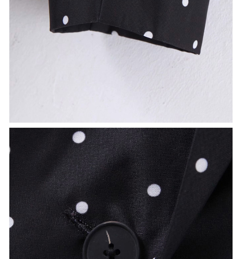 Fashion Black Polka-dot Print Small Button Suit,Coat-Jacket