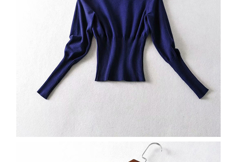 Fashion Blue Purple Sweater With Printed Cherry Blossoms,Sweater