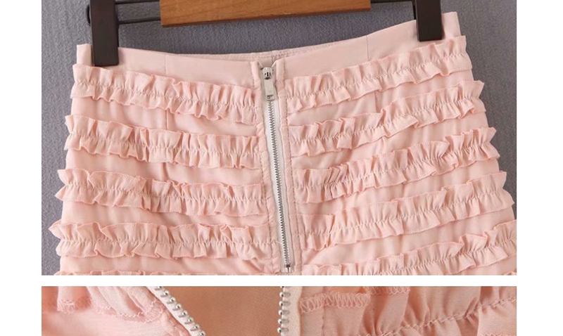 Fashion Pink Ruffled A-line Skirt,Skirts