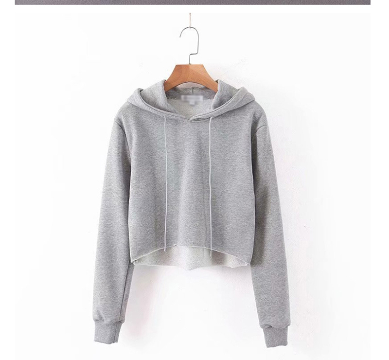 Fashion Gray Hooded Lace-up Sweater,Hair Crown