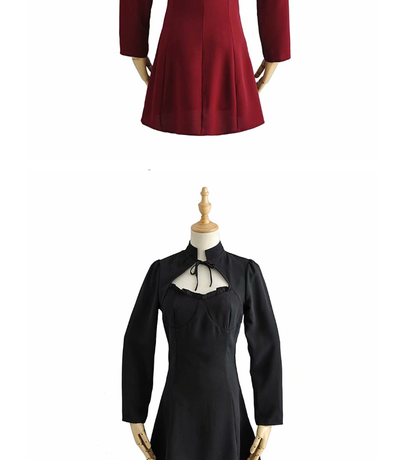 Fashion Black Lace-up Halter Cutout Fungus Dress,Mini & Short Dresses