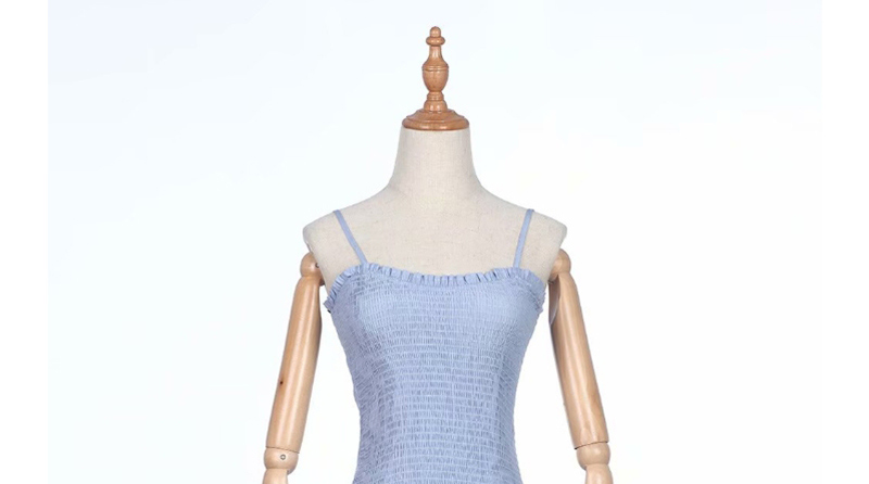 Fashion Blue Elastic Lace Camisole Dress,Mini & Short Dresses