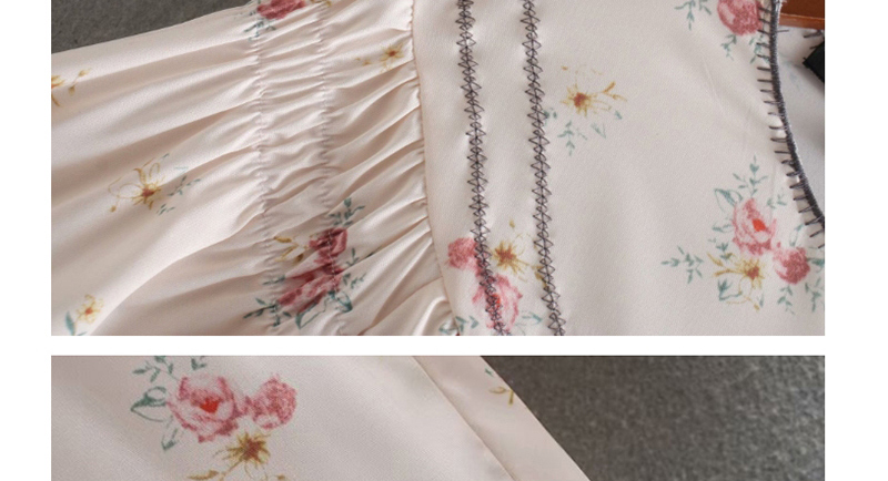 Fashion White Embroidered Printed Pleated Crew Neck Shirt,Blouses