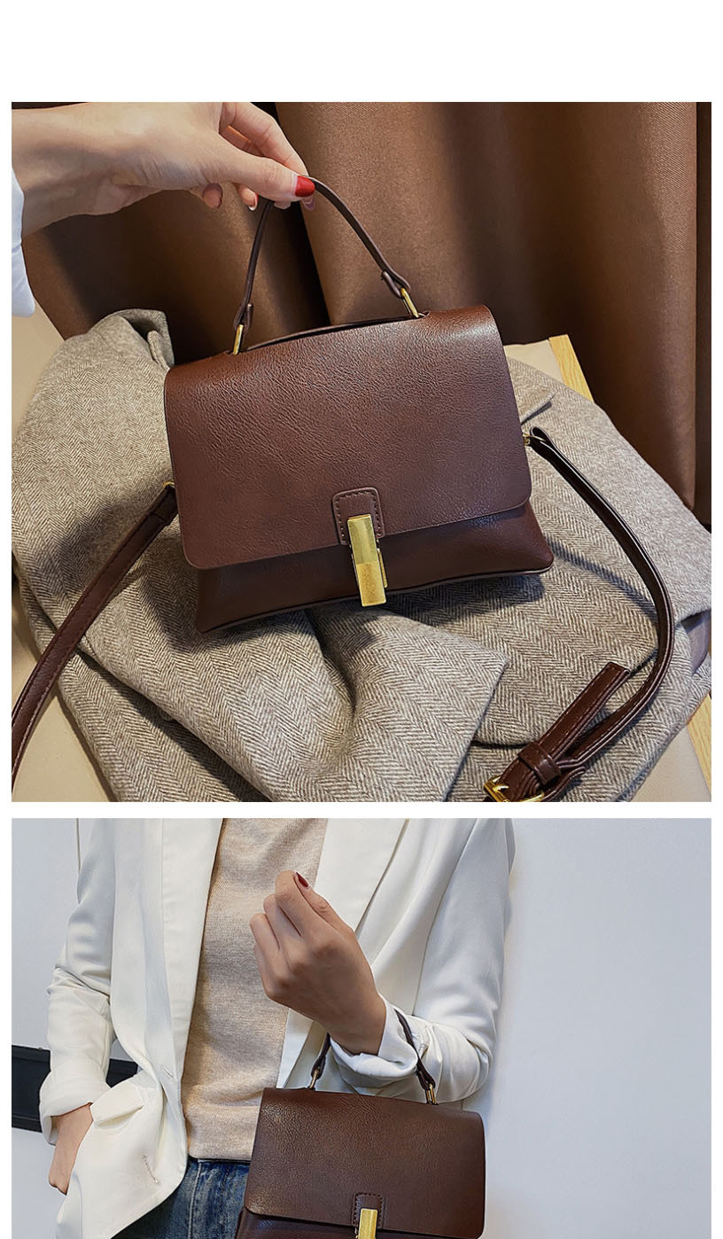 Fashion Brown Locked Flap Crossbody Shoulder Bag,Handbags