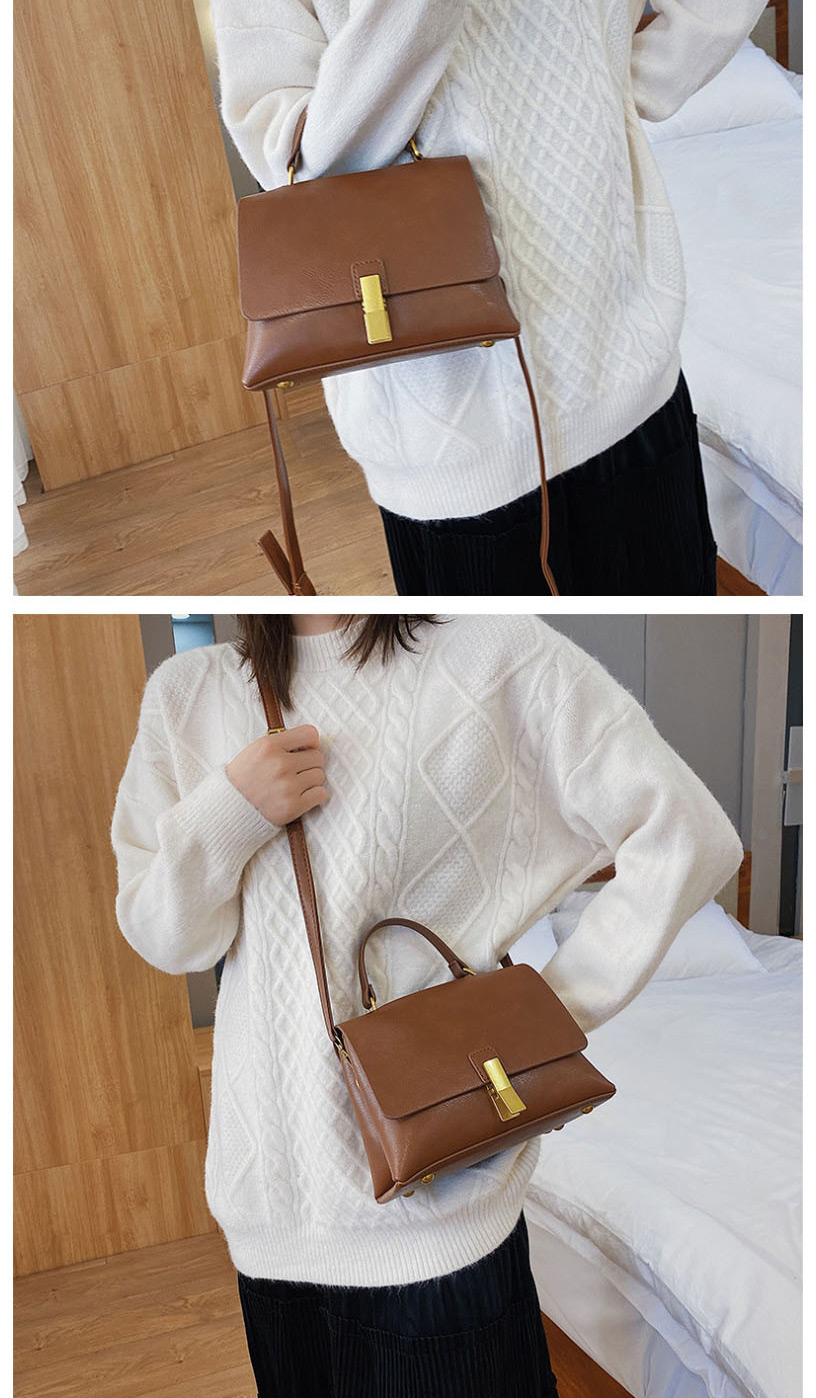 Fashion Coffee Color Locked Flap Crossbody Shoulder Bag,Handbags