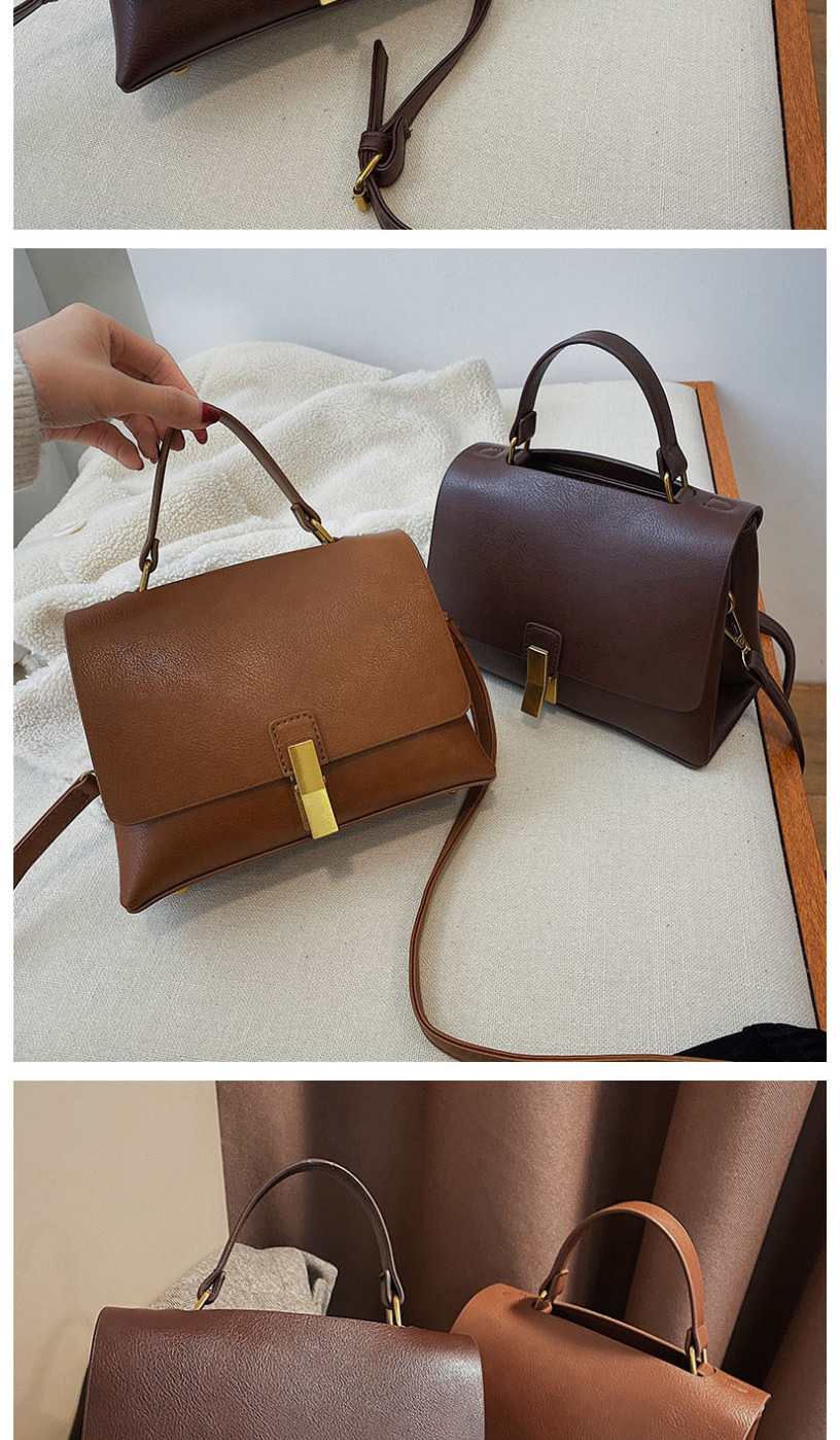 Fashion Brown Locked Flap Crossbody Shoulder Bag,Handbags