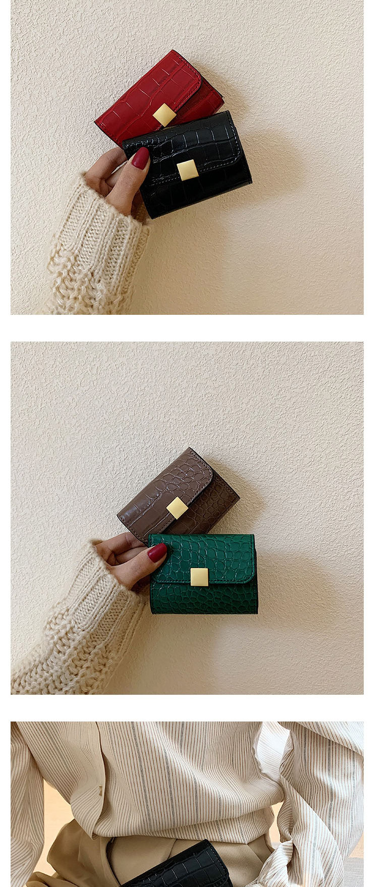 Fashion Green Stone Textured Organ Wallet,Wallet