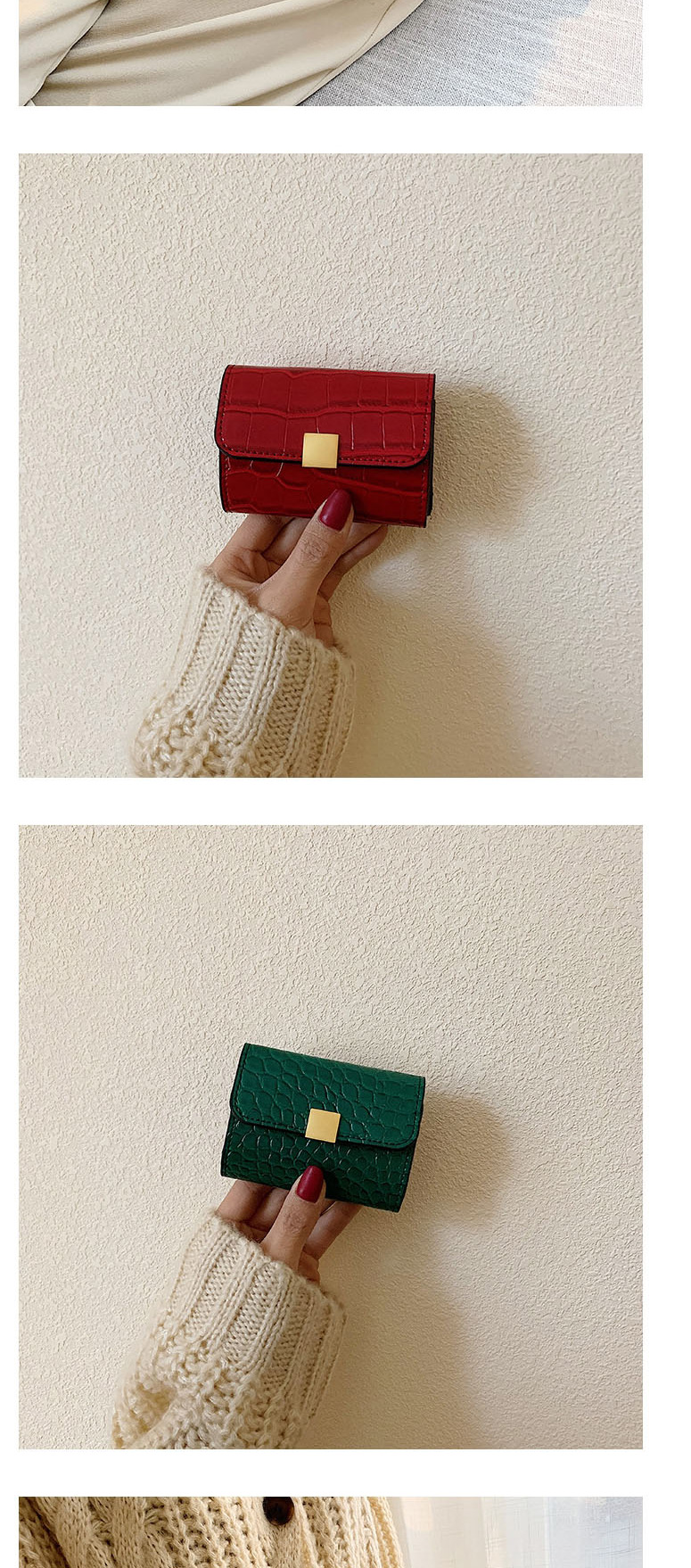 Fashion Red Stone Textured Organ Wallet,Wallet