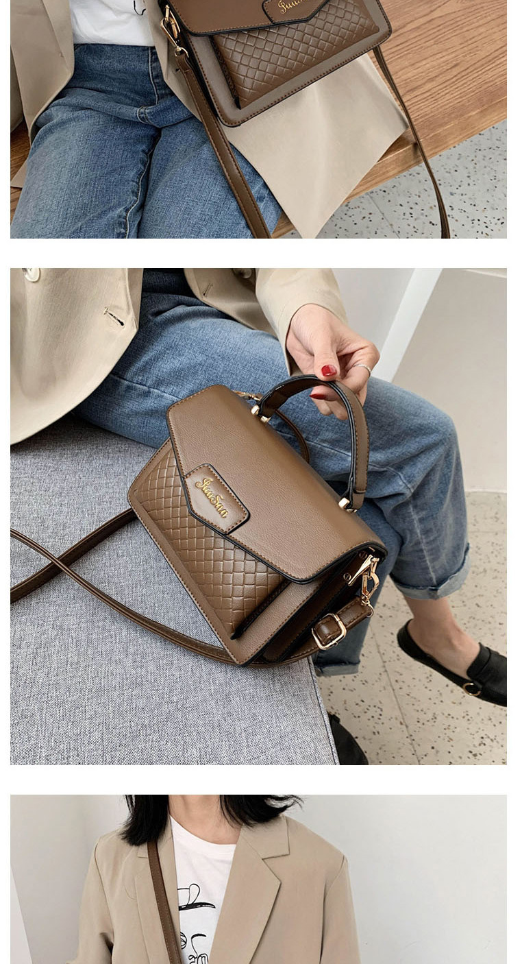 Fashion Brown Bronzed Letter Diamond Crossbody Shoulder Bag,Handbags