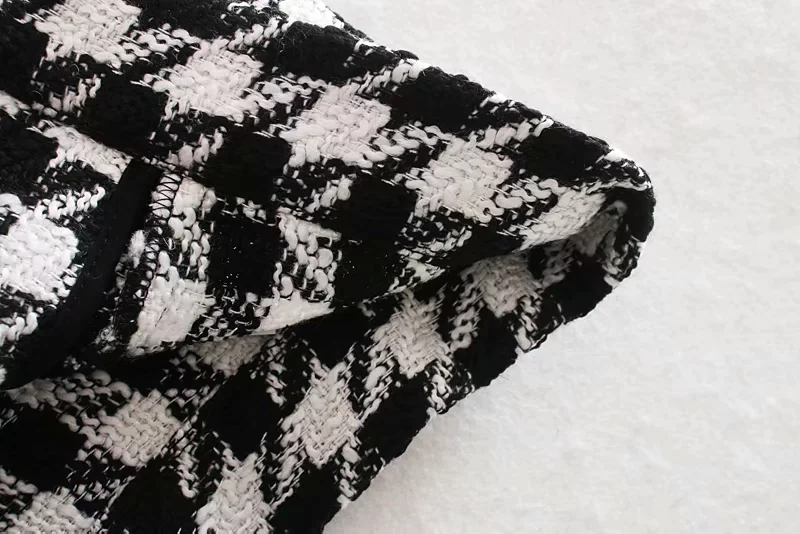 Fashion Black Tweed Lapel Stitching Puff Sleeve Top,Tank Tops & Camis