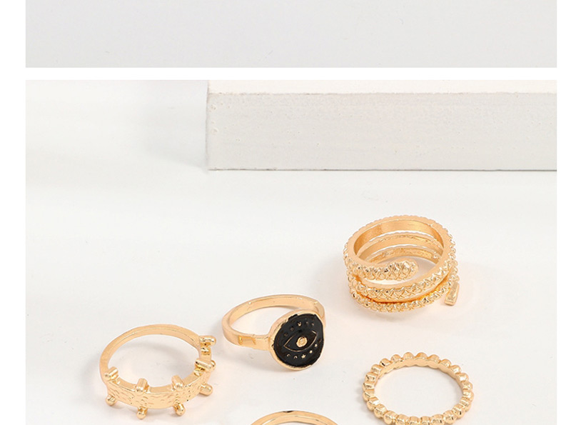 Fashion Golden Serpentine Eye Geometric Ring Set,Rings Set
