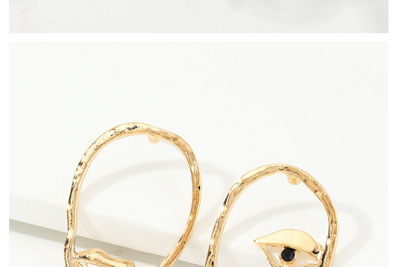 Fashion Golden Alloy Geometric Cutout Eye Lip Earrings,Stud Earrings