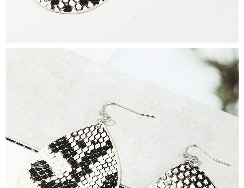 Fashion Snake Pattern Reversible Pu Leather Water Drop Snake Earrings,Drop Earrings