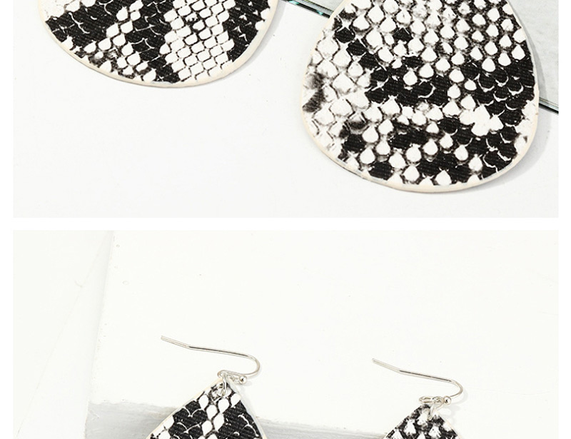 Fashion Snake Pattern Reversible Pu Leather Water Drop Snake Earrings,Drop Earrings