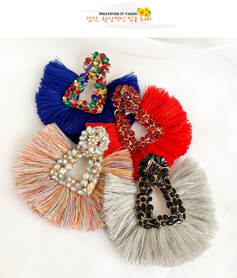 Fashion Color Alloy Ab Color Geometric Tassel Earrings,Drop Earrings