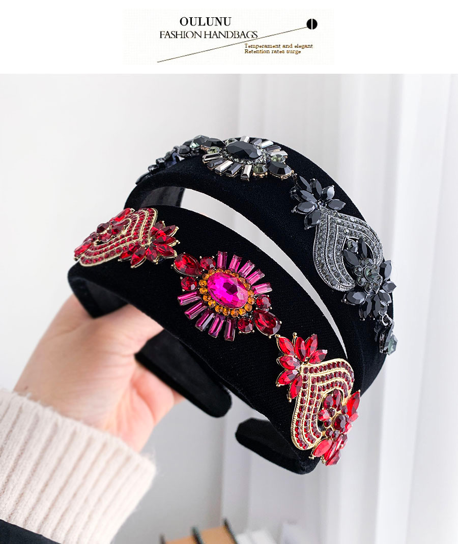 Fashion Black Alloy Flannel Headband With Diamond Geometry,Head Band