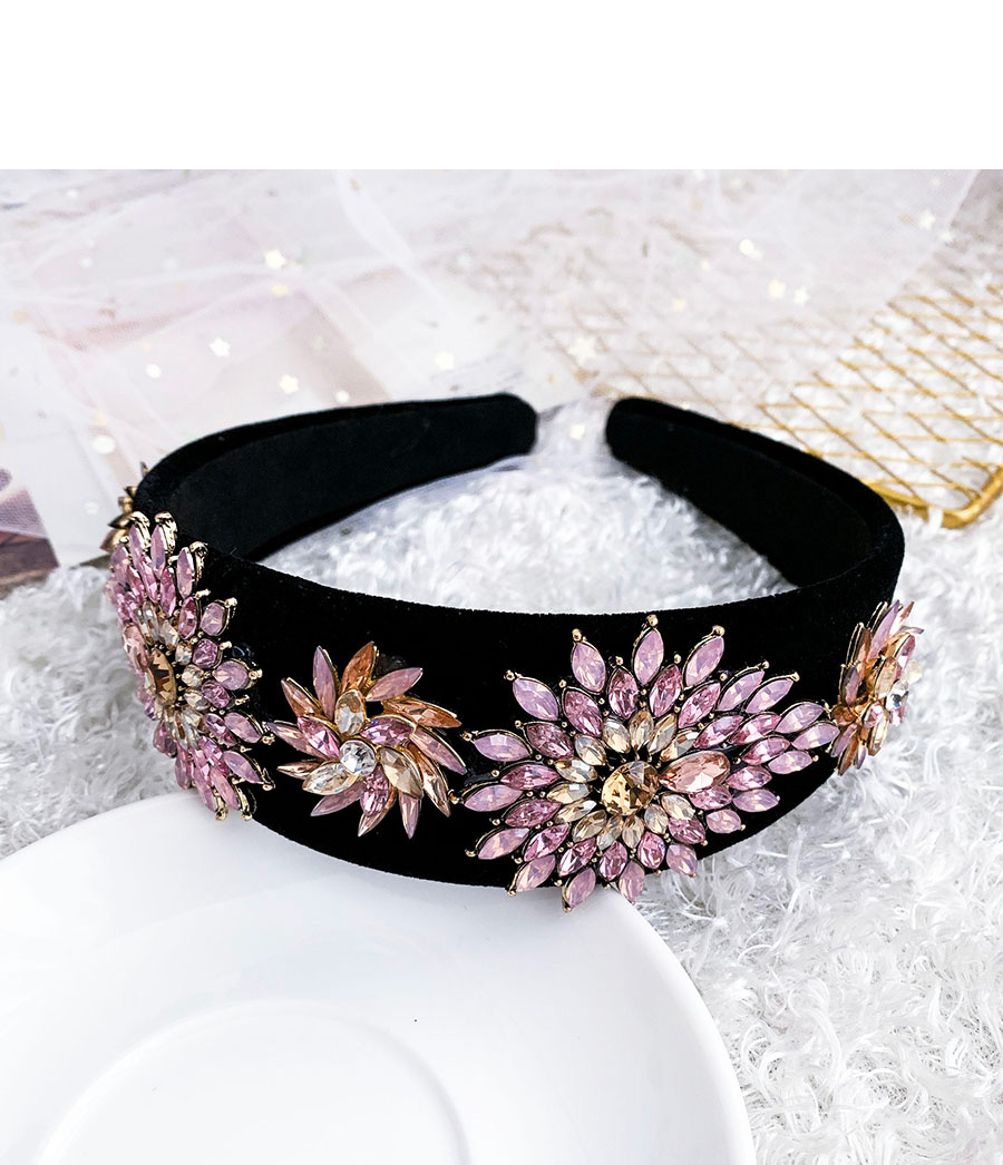 Fashion Pink Alloy Diamond Sun Velvet Headband,Head Band