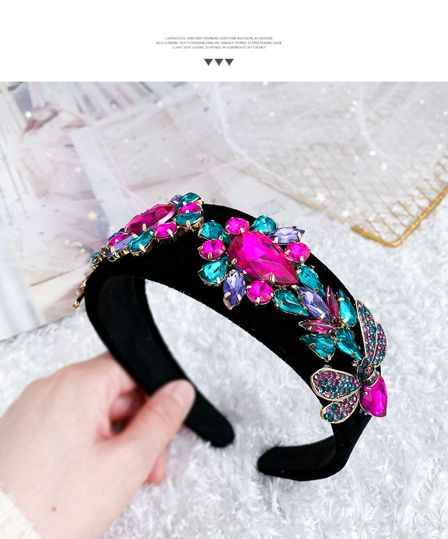 Fashion Color Alloy Diamond Drop Insect Flannel Headband,Head Band