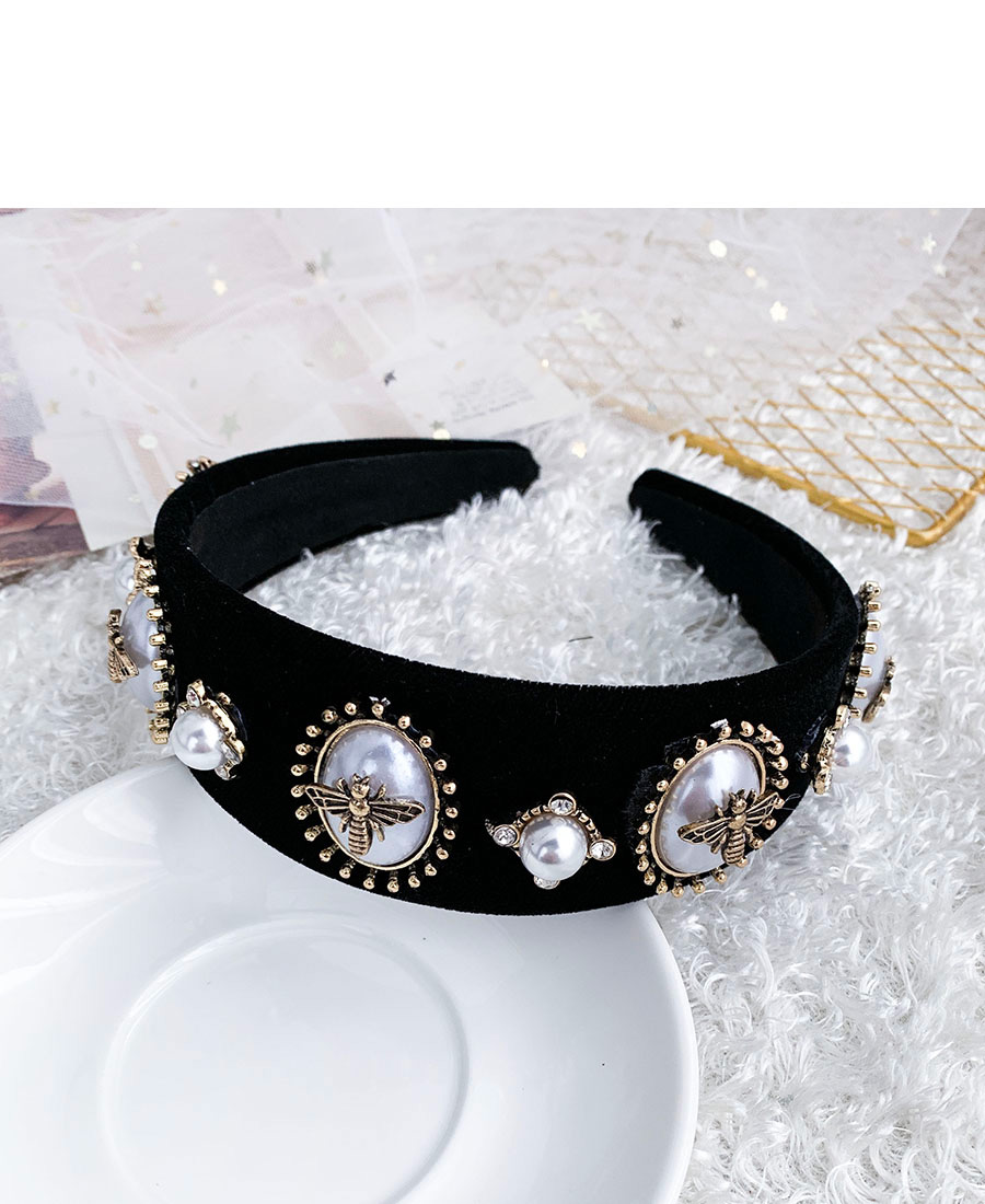 Fashion White Alloy Pearl Insect Flannel Headband,Head Band
