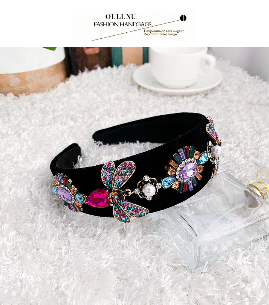 Fashion Color Alloy Diamond Insect Flannel Hair Band,Head Band